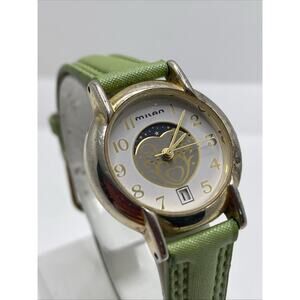 Milan Womens Vintage Moon Phase Watch Brown Band New Battery